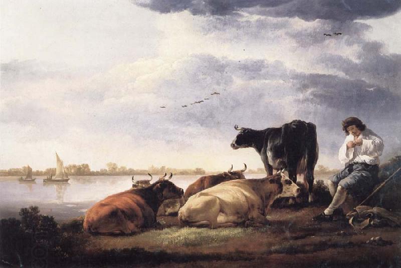 Aelbert Cuyp Cows and Herdsman by a River China oil painting art